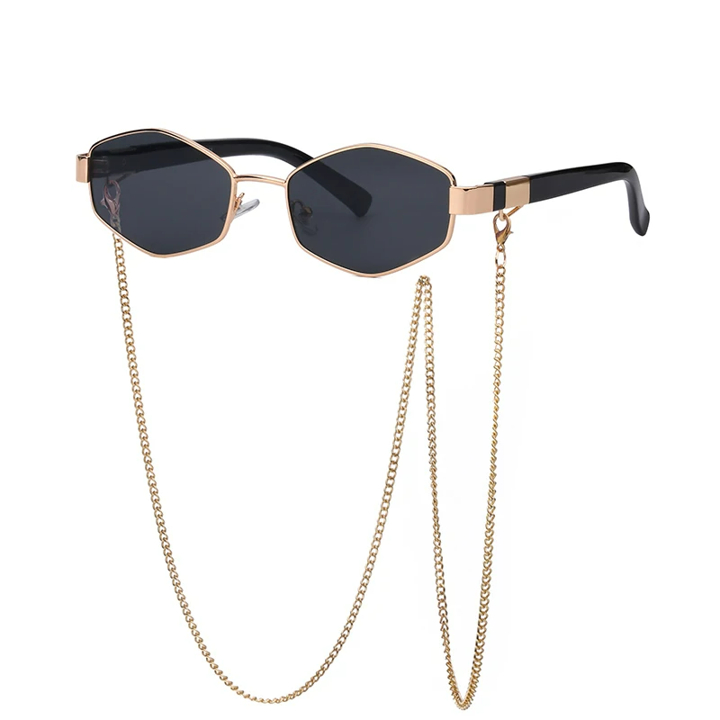Óculos Feminino Hexagonal com Corrente Estilizada