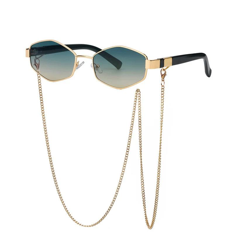 Óculos Feminino Hexagonal com Corrente Estilizada