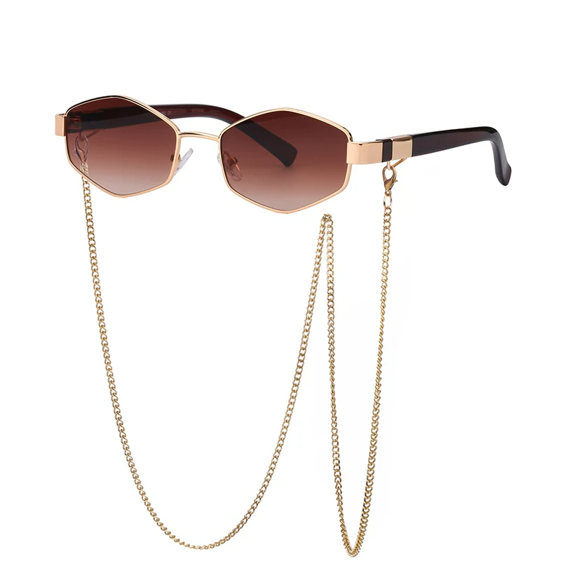 Óculos Feminino Hexagonal com Corrente Estilizada