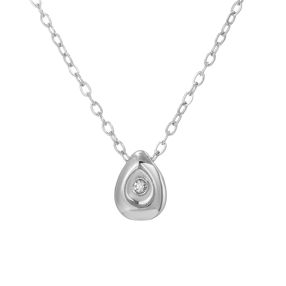 Colar Gota Banhado a Ouro 14K com Pedra Central