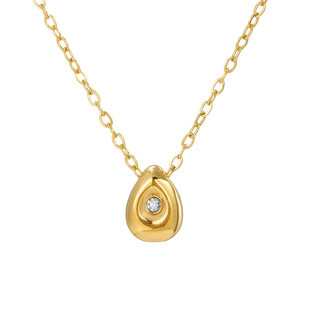 Colar Gota Banhado a Ouro 14K com Pedra Central